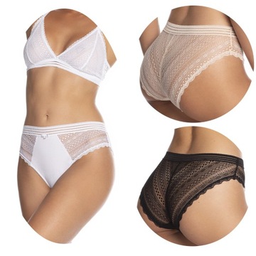 6X LAMA MAJTKI DAMSKIE FIGI BAWEŁNIANE Z KORONKĄ ROZ. L