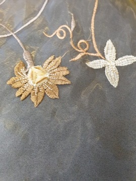 OBL 11 Штора с вышивкой бежевого цвета, высота 280 см.