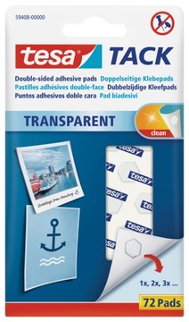 Płatki samoprzylepne tesa TACK 72 szt., przezroczyste