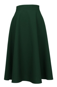 BUTELKOWA ZIELEŃ SPÓDNICA MIDI ROZKLOSZOWANA 36 S