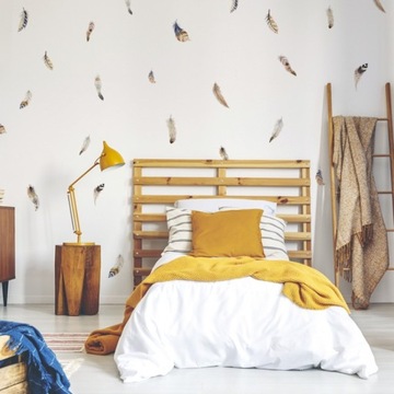 NAKLEJKI NA ŚCIANĘ PIÓRKA PIÓRA BOHO STYLE OZDOBY