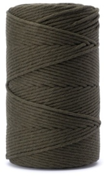 Sznurek Bawełniany do Makramy Skręcany Khaki zielony 5mm 100m