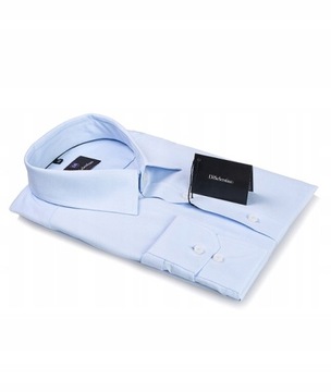 Koszula MĘSKA gładka błękit slim fit elegancka 39