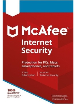 McAfee Internet Security 3 PC / 1 год