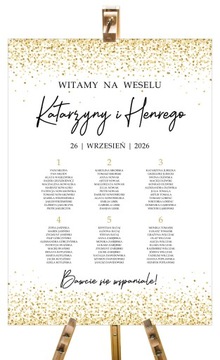Plan stołów weselnych GOLDEN CONFETTI plakat 50x70