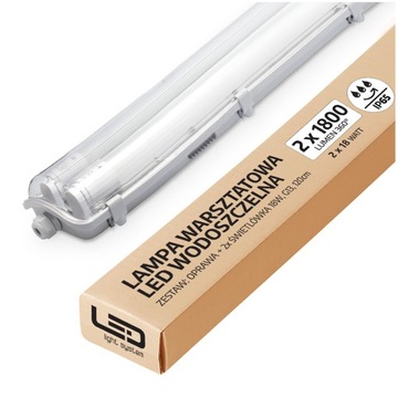 Lampa Garażowa LED 120cm + 2x Świetlówka 18W T8 4000k Oprawa Warsztatowa