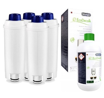 4 фильтра для кофемашины Delonghi AL-S002 + средство для удаления накипи EcoDecalk, 500 мл