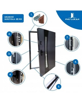 ВНЕШНИЕ ДВЕРИ LUKAR INOX 16ZD5 ЧЕРНЫЕ 85MM 90CM CLEAN AIR UD 1.3