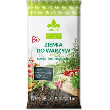 ZIEMIA BIO DO WARZYW I ZIÓŁ UPRAW EKOLOGICZNYCH KRONEN 15L