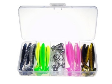 НАБОР ИЗ 25 СПИННИНОВ + КОРОБКА СУДАК ОКУНЬ ЩУКА 10 ГОЛОВ