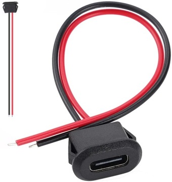 GNIAZDO USB-C USB TYP C ŻEŃSKIE PANELOWE TABLICOWE CZARNE 2pin