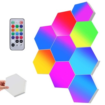 SZEŚCIOKĄTNY KINKIET LED LED RGB ŁĄCZENIE GEOMETRII ZE STEROWANIEM *10