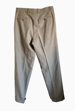 Hugo Boss Wełniane spodnie garniturowe w kratę eleganckie męskie szare 48