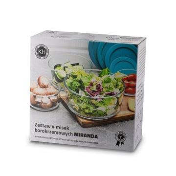 4 СТЕКЛЯННЫХ КОНТЕЙНЕРА ДЛЯ ПИЩЕВЫХ ПИЩЕВ с крышкой ЧАШКИ ДЛЯ МИКРОВОЛНЫ