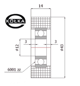 ПЛАСТИКОВЫЙ РОЛИК, диаметр 43 мм, С ПОДШИПНИКОМ