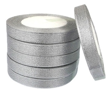 Tasiemka Brokatowa Wstążka Srebrna 12mm 23m