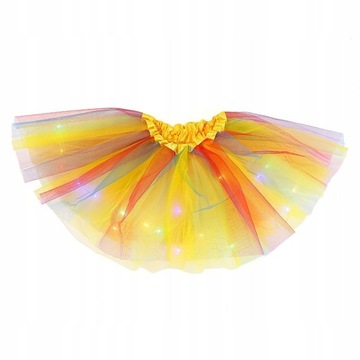 TĘCZOWY TIUL TUTU FANTAZYJNA SPÓDNICA LED 3W1
