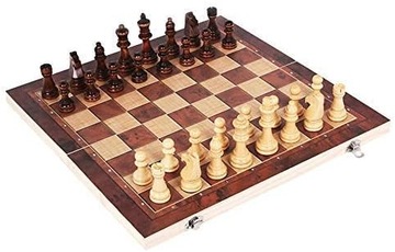 Szachy Warcaby Backgammon Tryktrak - Drewniany zestaw do gry 3w1