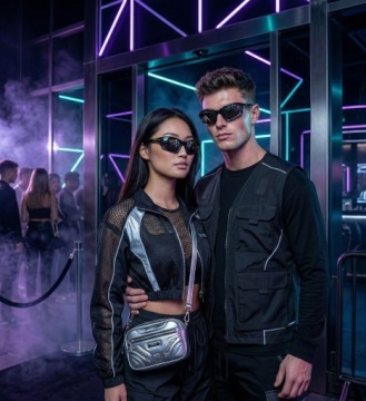 Мужские солнцезащитные очки Y2K Rave Streetwear techno UV400, черные
