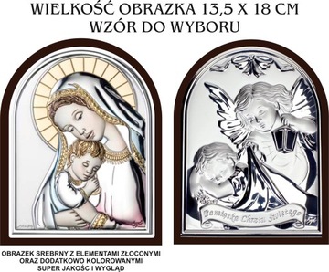 OBRAZEK SREBRNY XXL CHRZEST, ŚLUB KASETKA I GRAWER