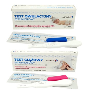 20x TEST OWULACYJNY + 2x TEST CIĄŻOWY TESTY OWULACYJNE CIĄŻOWE STRUMIENIOWE