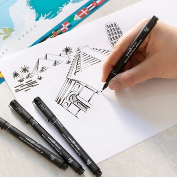 Zestaw kreślarski cienkopis UNI PIN-200 - 9 sztuk o różnych grubościach