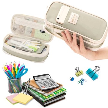 PIÓRNIK Dwukomorowy Szkolny DUŻY rozkładany na przybory 3W1 + PRZYBORY FREE