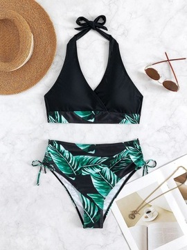 STRÓJ KĄPIELOWY DWUCZĘŚCIOWY KOSTIUM WYSOKI STAN BIKINI PUSH UP BOHO L 40