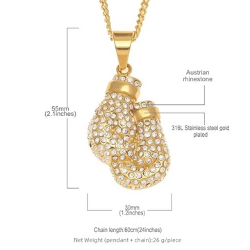 Хит продаж, ожерелье из нержавеющей стали в стиле хип-хоп, боксерские перчатки