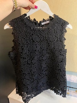 Czarna elegancka koronkowa bluzka top Reserved