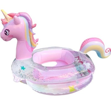 Кольцо для плавания с сиденьем Unicorn Glitter Pink для бассейна и пляжа