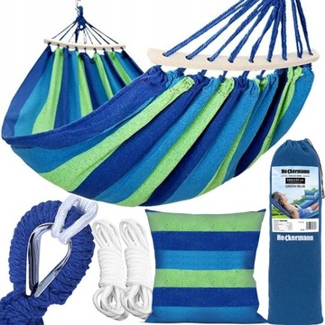 DUŻY HAMAK 2-OS MOCNY XXXL 240x150 TORBA+ PODUSZKA
