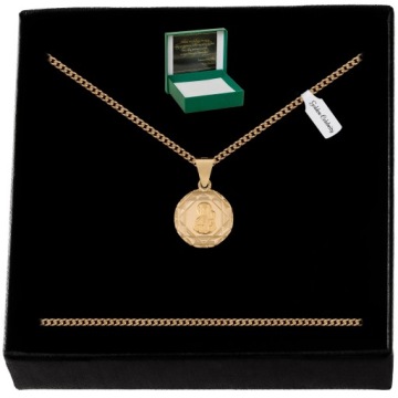 ZŁOTY ŁAŃCUSZEK + MEDALIK MATKA BOSKA + GRAWER PREZENT NA KOMUNIĘ CHRZEST