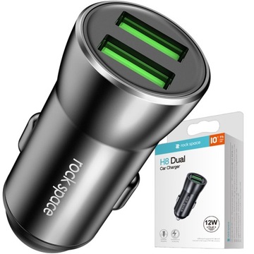 ROCK H8 Mocna Ładowarka Samochodowa DO AUTA SAMOCHODU 2x USB 2,4A 12/24V