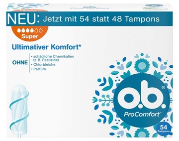 OB PRO COMFORT TAMPONY SUPER 54 szt Z NIEMIEC OPIS