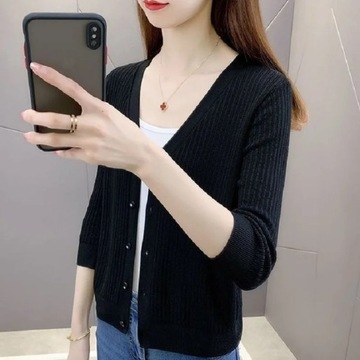 2023 Female Coat Tops Knitted Long Sleeve V-Neck S