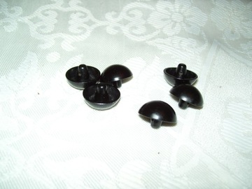GUZIKI PLASTIKOWE CZARNE, GRZYBKI VINTAGE - 6 SZT.