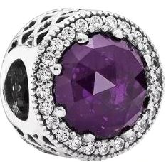 Lśniący Charms Purpurowe serca srebro s925