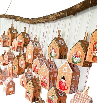 kalendarz ADWENTOWY domki papierowe DIY