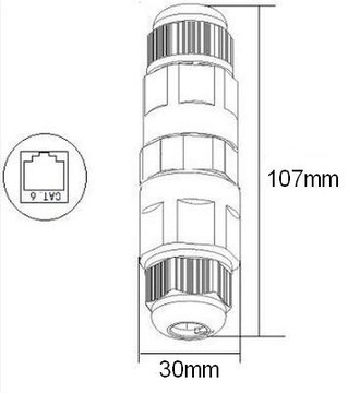 Герметичный СОЕДИНИТЕЛЬНЫЙ РАЗЪЕМ 2x RJ45 LAN IP68 CAT.6 водонепроницаемый кабельный разъем