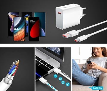 SZYBKA ŁADOWARKA DO XIAOMI REDMI NOTE 33W TURBO CHARGE Z KABLEM USB-C 2M