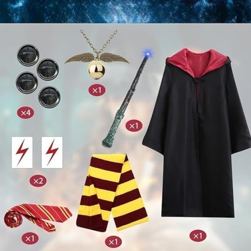 Маскирующий костюм Гарри Поттера, накидка, шарф, палочка, очки, длина 125 см