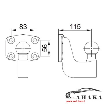 Kula Flanszowa Haka Kuta Odkuwka 83x56mm do Fiat Ducato I 1994-2006