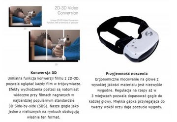 ОЧКИ VR 3D Дисплей 5 дюймов, БЕЛЫЕ