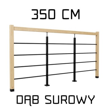 Balustrada barierka drewniana metalowa 3,5m prosta