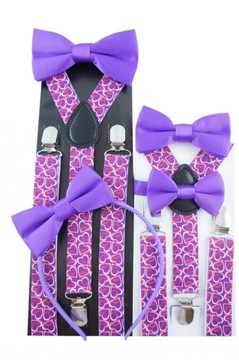 Szelki i muszka w serca walentynkowe unisex fiolet