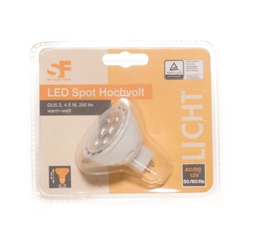 Żarówka LED GU5.3 4,5W 250lm barwa ciepła
