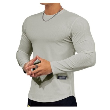 Męska elastyczna koszulka w paski o prostym kroju T-shirt z okrągłym dekoltem, M