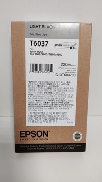 Epson Tusz Light Black T6037 220ml Oryginał Stylus Pro 7800 7880 9800 9880