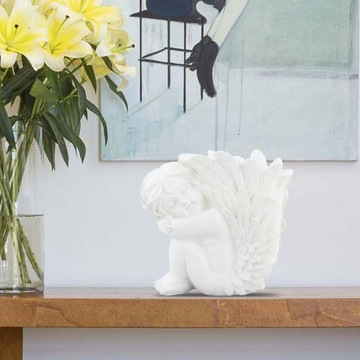 Ваза для цветов со скульптурой ангела, винтажная смола